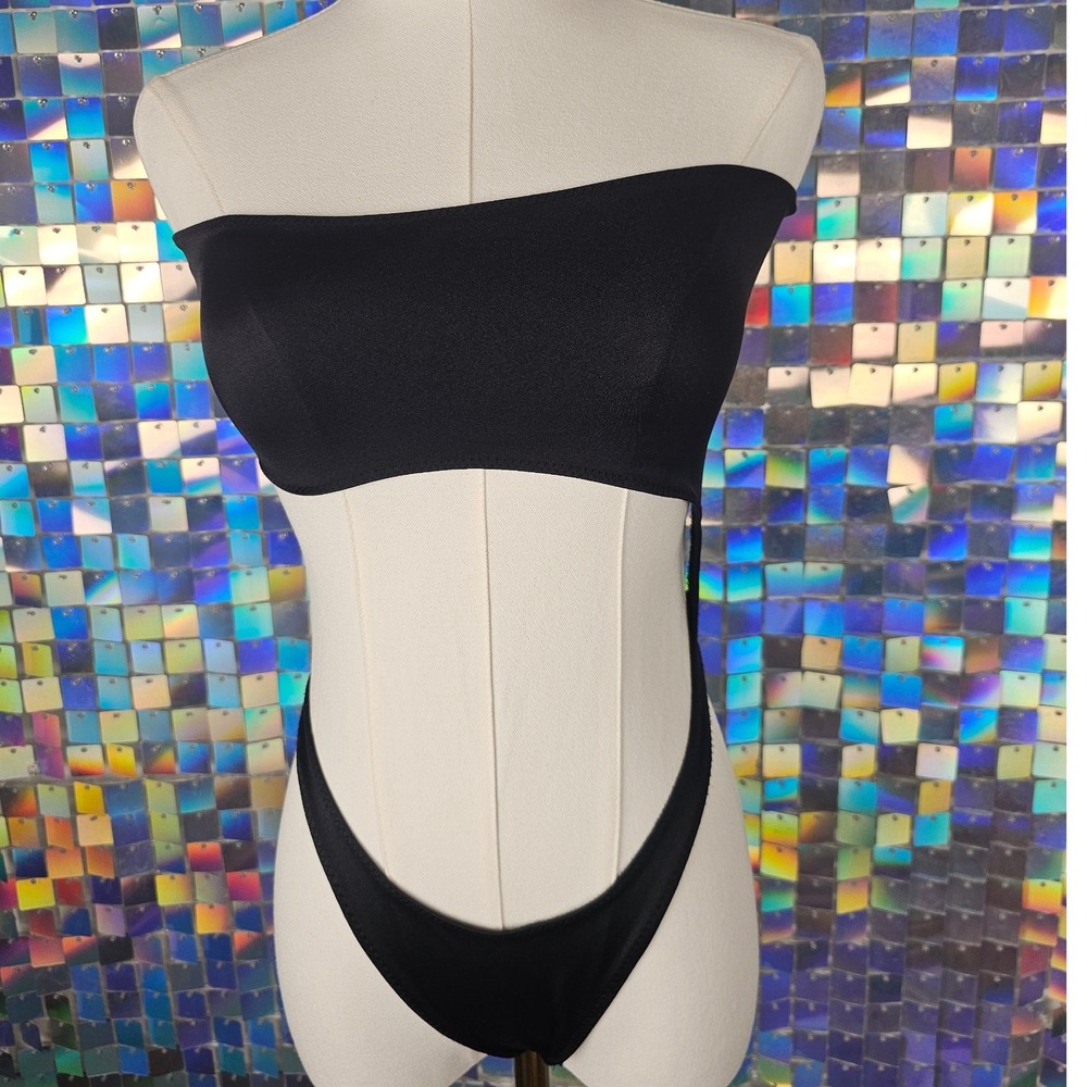 Norma‎ Kamali Black Strapless Cut Out Monokini One Piece Bathing Suit - Picture 2 of 4